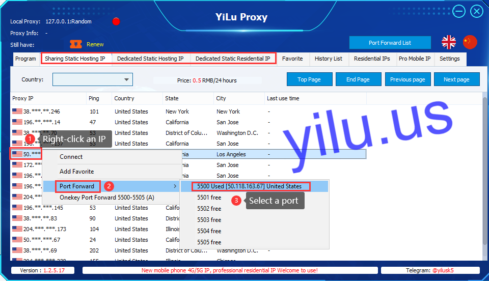 mulogin static proxy local port forwarding